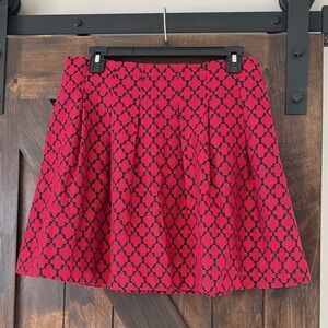 Geometric Patterned Red and Black Skirt